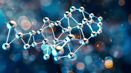 Poster - Detailed representation of a molecular structure with vibrant blue and orange highlights, revealing the complexity and elegance of scientific exploration and research.