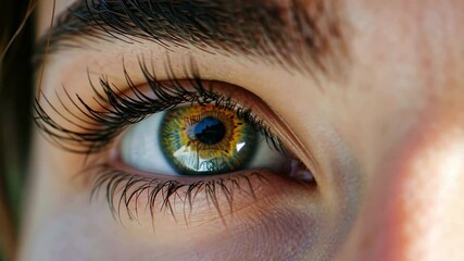 Poster - this striking close-up captures a human eye with vivid colors and detailed textures. the lighting en