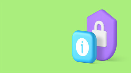 Poster - Security safety protection warning attention notification copy space banner vector illustration. Privacy protect safe encryption authentication shield with lock and exclamation point
