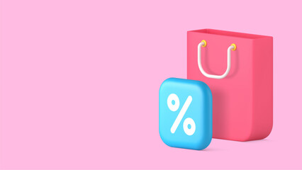 Poster - Shopping sale discount commercial retail special offer goods purchase copy space banner vector illustration. Shop store market supermarket price off cost reduction Black Friday shopaholic bag