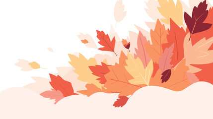 Wall Mural - autumn leaves in motion: colorful fall foliage in vibrant orange and red flat vector illustration