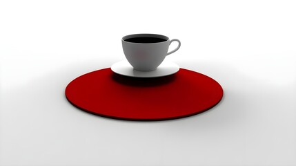 Poster - Top view realistic coaster design mockup with coffee cup minimalist environment