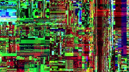 Aufkleber - Unique Design Abstract Digital Animation Pixel Noise Glitch Error Video Damage. Loop stop motion background