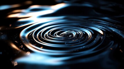 Wall Mural - Abstract Liquid Ripples, Dark Background, swirling, dynamic