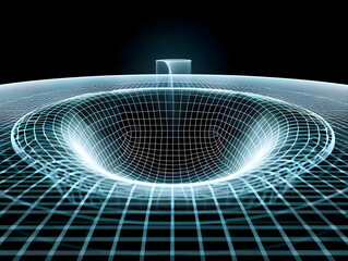 Poster - Abstract Light Blue Network Expanding From Center On Dark Background