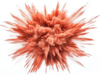 Poster - Vivid explosion of coral powder against a bright white backdrop creating a dynamic and captivating visual effect with a modern abstract style