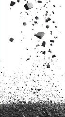 Poster - Dynamic Abstract Composition of Falling Dark Stones Against a Clean White Backdrop for Creative Projects
