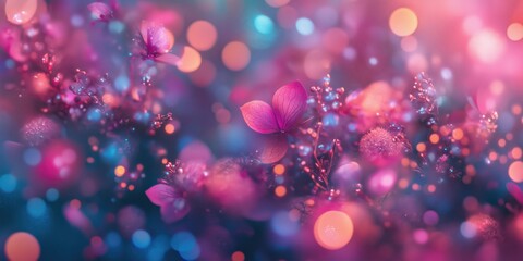 Poster - Colorful abstract floral background with vibrant bokeh and soft focus effects