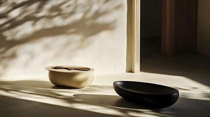 Poster - Elegant prototype designs of unique bowls modern interior photorealistic mockup minimalist style