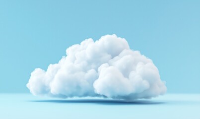 Poster - Fluffy white cloud floating against a soft blue background in a serene atmosphere