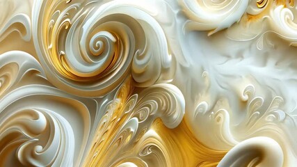 Poster - This artwork features intricate swirling patterns in delicate cream and gold, evoking a sense of elegance and fluidity, suitable for sophisticated spaces.