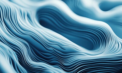 Poster - abstract blue wave patterns in flowing lines and curves for modern design