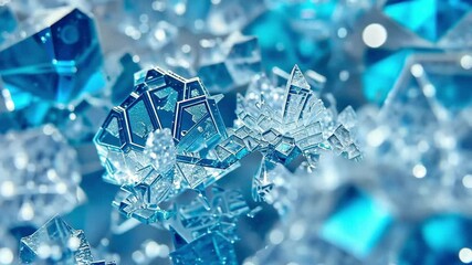 Poster - Glittering blue crystals reflect light, highlighting their intricate shapes and textures. The close-up reveals the beauty and complexity of mineral formations found in nature.