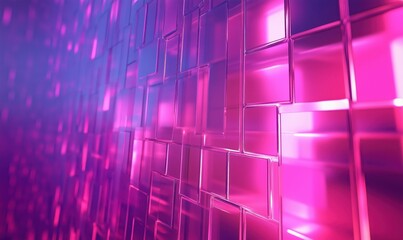 Poster - Abstract pink and purple glass wall with reflective surfaces and geometric patterns