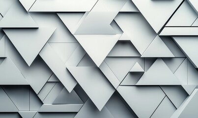 Poster - Geometric abstract background with layered white triangles and polygons in modern design