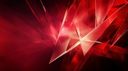 Aufkleber - Abstract red geometric shapes with sharp edges and glowing light.