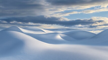 Poster - Serene snow-covered landscape under a dramatic sky.