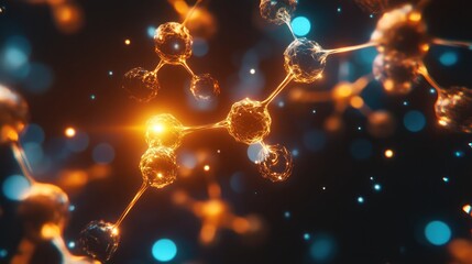 Poster - A glowing abstract molecular network floating in a digital science background, symbolizing medical research