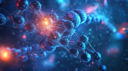 Poster - A medical science background with a dynamic molecular connection web and glowing particle effects