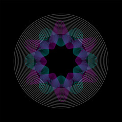 Wall Mural - Spirograph abstract element on a black background