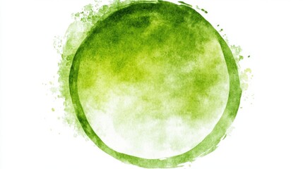Poster - Abstract vibrant green watercolor circle on white background for artistic design and creative projects with organic and fresh feel perfect for digital art