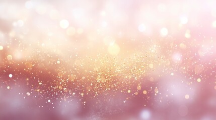 Poster - Abstract background with gold glitter and bokeh lights in pink and orange tones.