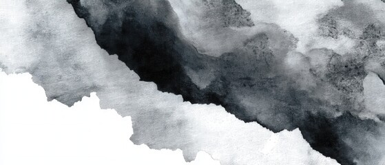 Poster - Abstract monochrome watercolor wash with dynamic textures and gradients creating a dramatic and artistic background for creative projects