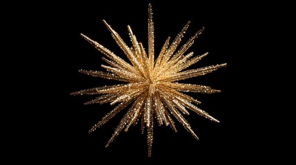 Poster - Gold sparkly starburst ornament on black background.