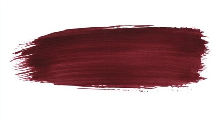 Poster - Abstract burgundy brush stroke on white canvas backdrop creating a modern artistic design element for creative projects