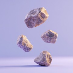 Poster - Floating stones against a soft violet backdrop create a serene and minimalist composition with a modern aesthetic