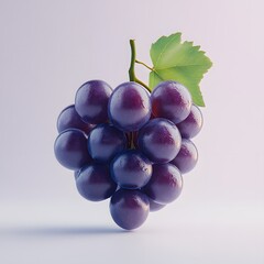Poster - Close-up of a bunch of dark purple grapes. Glistening and juicy, they are showcased beautifully against a soft backdrop. Isolated on a white background.