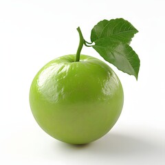 Poster - Close-up image of a single, ripe green guava with a leaf. The fruit is vibrant and fresh against a plain white backdrop. A Single Fresh Honeydew with Leaf on White Background