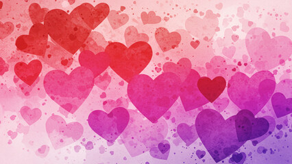 Poster - A background featuring abstract watercolor hearts, ideal for conveying love and perfect for a Valentine's Day greeting card