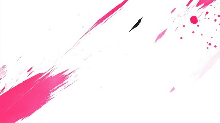 Poster - Modern abstract background with vibrant pink and black brush strokes on a clean white canvas creating a dynamic and artistic design