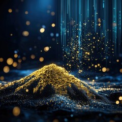 Aufkleber - A surreal artistic representation of gold transforming into digital data streams, ,Gold-backed Money