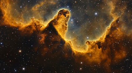 Poster - Cosmic nebula with glowing gas and dust clouds in deep space.