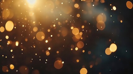 Poster - Abstract golden bokeh lights on dark background.