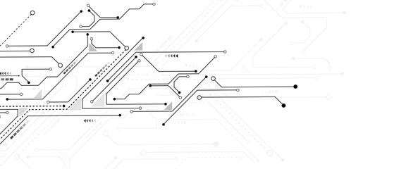 Leinwandbilder - Vector Technology black circuit diagram concept. Abstract technology on white background. High-tech circuit board .