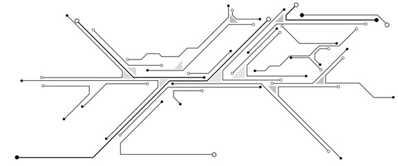 Fototapete - Vector Technology black circuit diagram concept. Abstract technology on white background. High-tech circuit board .