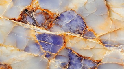 Poster - Abstract marble texture with intricate veins in blue orange and white colors creating a luxurious and unique pattern perfect for backgrounds