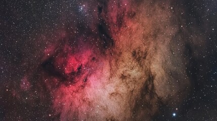 Poster - Vivid nebula in space with cosmic dust and stars.