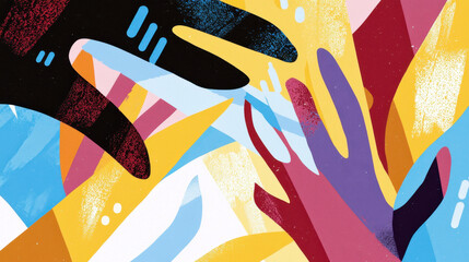 Poster - Abstract colorful hand-painted art with vibrant brushstrokes and textured splashes in a lively dynamic composition emphasizing creativity and artistic expression