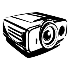Poster - Black and white vector illustration of an electronic projector object