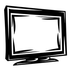 Poster - Stylized illustration of a vintage computer monitor in black and white
