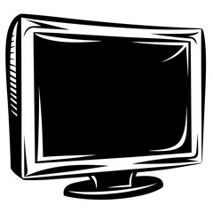 Poster - Stylized Black and White Illustration of an Old Computer Monitor Display