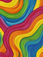 Poster - Vibrant rainbow wave pattern abstract background with colorful curved lines and smooth transitions creating a cheerful and dynamic visual texture for design
