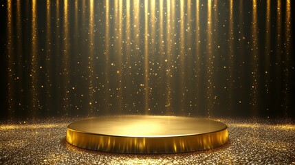 Aufkleber - Golden podium with spotlight and glitter.