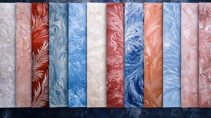 Poster - Colorful Frost Pattern Collection on Various Backgrounds Winter Abstract Design for Creative Projects
