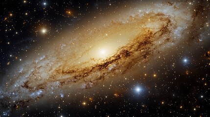 Aufkleber - Stunning spiral galaxy with bright core and intricate dust lanes, set against a backdrop of distant stars.