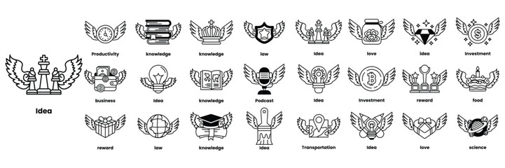 Wall Mural - the image is a collection of various symbols and icons, including a clock